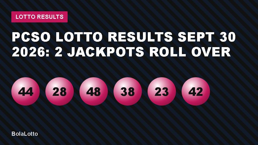 PCSO Lotto Results Sept 30 2026: 2 Jackpots Roll Over